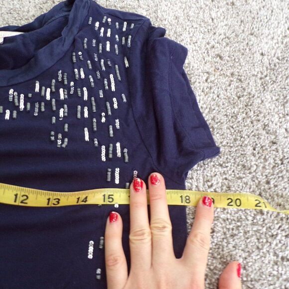 Banana Republic navy sequined t dress M - Picture 7 of 9